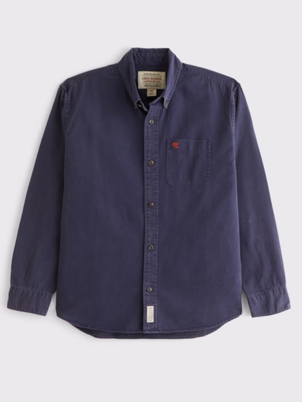 NWT Abercrombie Archive Collection Navy Button Up Twill Logo